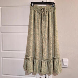 Blu Pepper Maxi Skirt Small Green Floral Y2K Boho Cottagecore Fairy Layered Mesh